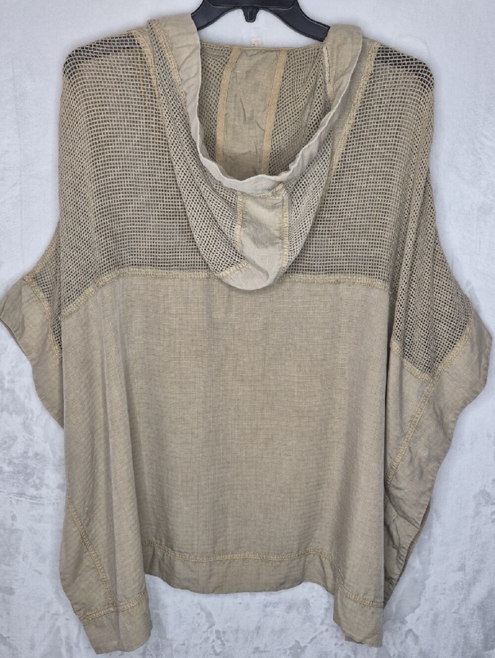 FP Movement Tan Mesh Knit Oversized Hooded Poncho Pullover M - Picture 10 of 10